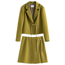 Single bundle large size womens national style design fashion suit 2022 autumn new slightly fat MM suit jacket and skirt