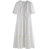 Single bundle plus size womens French heavy industry lace hollow dress summer new style slightly fat mm mid-length temperament skirt