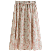 Single-bunch plus size womens gentle high-waisted A-line two-color umbrella skirt summer skirt for women