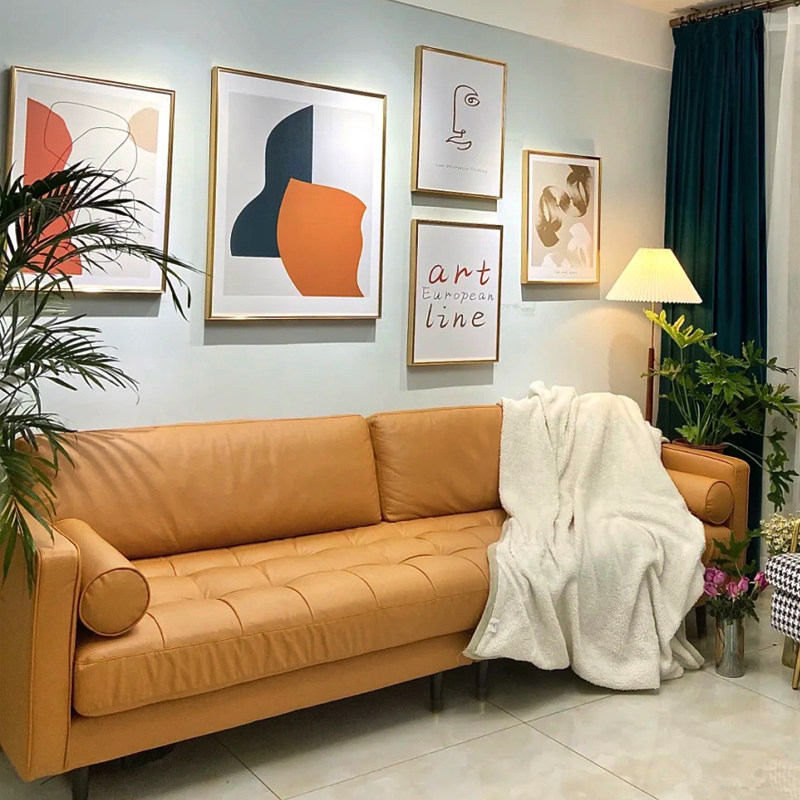 New fabric sofa size apartment living room bedroom modern minimalist Nordic style wash-free technology fabric sofa