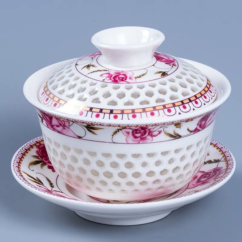 Tureen home tea cups large bowl with a single three GaiWanCha make tea exquisite hollow ceramic kunfu tea