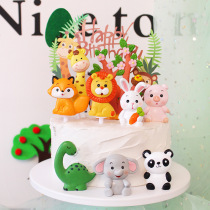 Resin cake ornaments small animal resin dress resin animal cake flag flag dress decoration