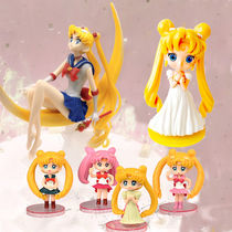 Baking decoration beautiful girl warrior Sailor Moon realistic version simulation doll cake ornaments girl holiday birthday