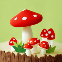 Bake cake decorating forest soft pottery clay mushroom felt green tree cake plug-in party arrangement