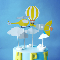 Cake decoration plug cute small plane ornaments childrens birthday cute clockwork inertia toys aircraft ornaments