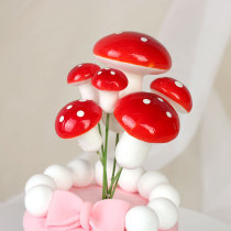 Small Mushroom Pendulum Simulation Cake Plugin Decoration 2022 Birthday Net Red Boy Ins Cupcake Dessert Dress