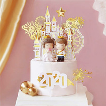 Prince Princess Castle Ferris wheel acrylic card card party dessert table layout baking cake decoration