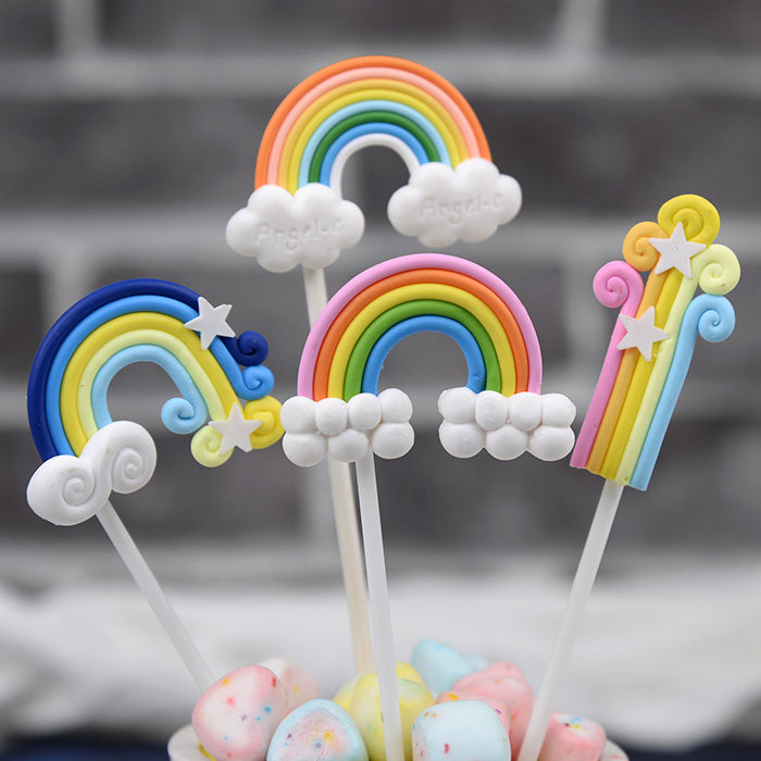 12 Rose Series Double Sided Sponge Cake Plug-in Clouds, Stars, Rainbows, Soft Pottery Ornaments