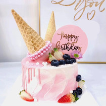 Round card hot gilding silver hot cake card acrylic cake plug dessert table decoration birthday party