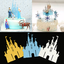 Castle birthday cake card card birthday party baking decoration flag planting material bag snowflake Castle plug-in