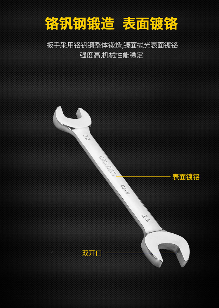 得力工具镜面双开口扳手套装双呆头扳手10件套镜面6-32mm 得力工具镜面双开口扳手套装双呆头扳手10件套镜面6-32mm