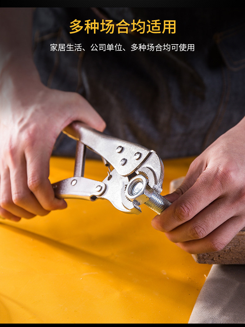 得力工具重型日式圆口带刃大力钳夹持钳10英寸 DL2001