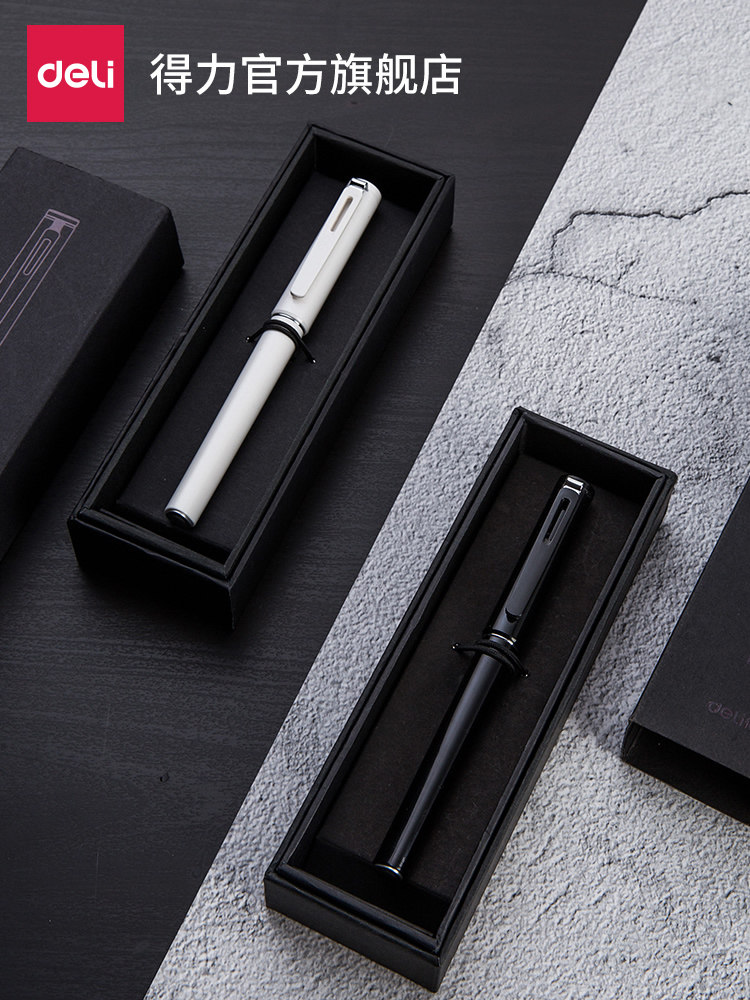 Deli Stationery S668 Student pen Adult writing calligraphy Primary school student beginner girl practice special special fine signature rotating ink-absorbing stainless steel nib boy writing instrument