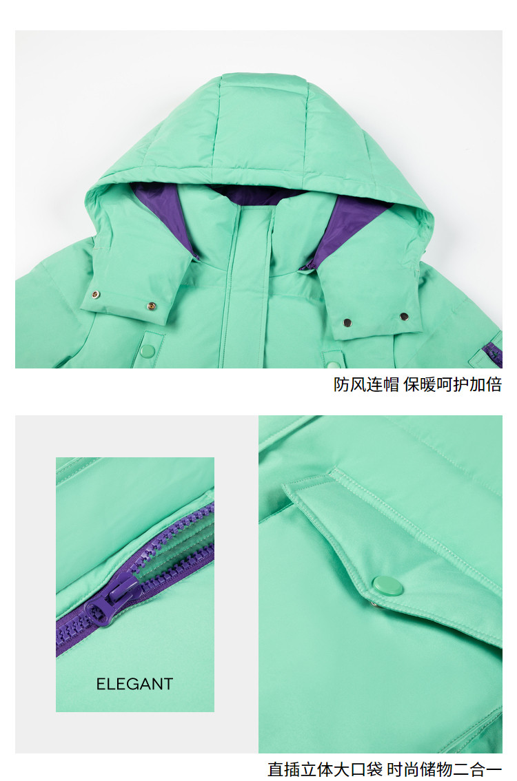 冰洁 女款 工装风连帽羽绒服 90鸭绒 充绒量173g 图20