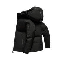 Flying in the Snow 2024 Winter New Mens Short Down Jacket Removable Hat Warmth Solid Color Fashion Multi-Pocket Versatile