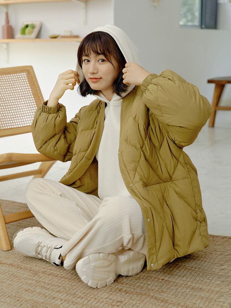 气质亲肤短款风衣羽绒服女