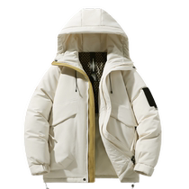 Snow medium flying 2023 autumn and winter new male and female couples even cap short down down clothes minimalist fashion overalls windproof and warm