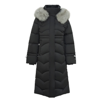 Snow medium flying 2023 autumn and winter new lady long style with cap down clothes fox fur collar thickened anti-chill temperament warm