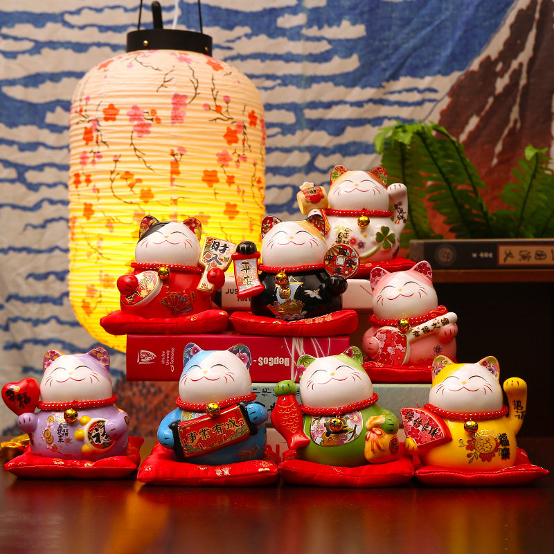 Japan trumpet Cash Cat Deposit Money Pot Swing office Living room Mini Ceramics Cute Creative Gift Home