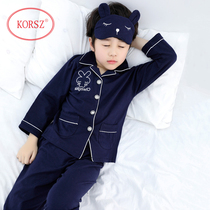 Childrens pajamas Girls boys spring and autumn pure cotton long-sleeved boys summer thin little girl solid color home service suit