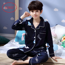 Childrens pajamas boys cotton long-sleeved spring and autumn thin little boy medium and large children cotton baby home clothes set