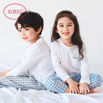 Childrens pajamas Spring and autumn pure cotton thin boys  home clothes Summer boys and girls long-sleeved medium and large childrens cotton suit