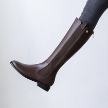 Long boot female small middle cylinder boot winter plus suede boots though kneecap lean high heel high cylinder rider boots small balsams