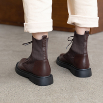 (double-song) flat bottom shoes net red display feet small Martin boots female Inn Wind short boots Winter 100 lap half boots