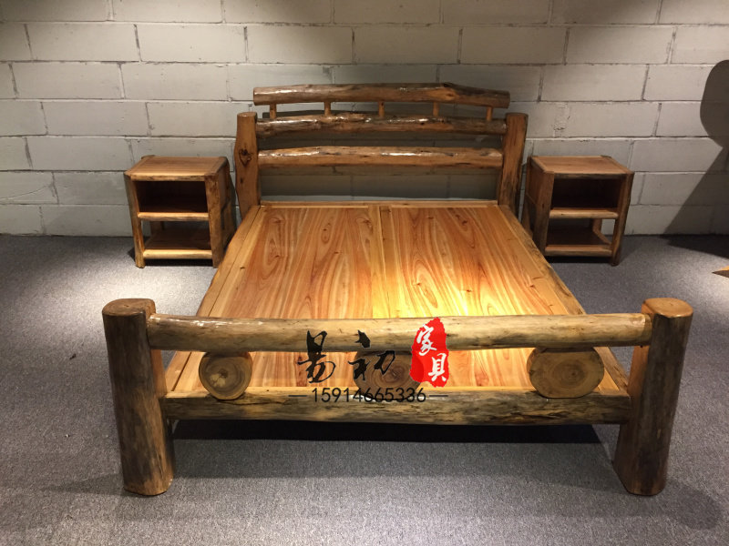 Original ecology 1 8 flat bed hotel inn solid wood hard board double bed 1 5 whole house custom old elm bed custom