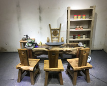 Camphor wood circulating water Fish tea table and chair combination Kung Fu Zen Chinese style tea room Living room Log tea table