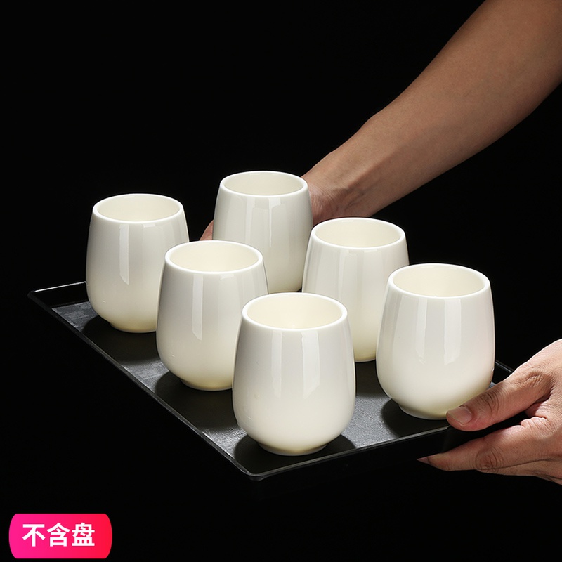 Defied White Porcelain Kung Fu Tea Cup Office Jade Porcelain Pint Cup Ceramic Large Capacity Master's Cup Single Cup Logo Custom