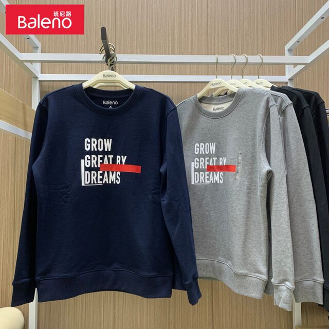 Authentic Baleno autumn and winter pullover sweatshirt Hong Kong style trendy round neck youth printed top casual men's long-sleeved trendy