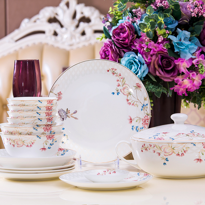 Jingdezhen dishes suit home dishes chopsticks combination European - style suit ceramic tableware Chinese creative gifts