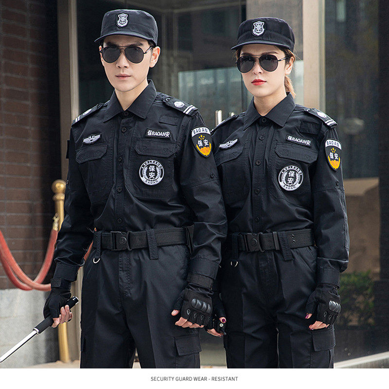 Security clothes spring and autumn suit men's uniform Winter Security Costume Short sleeves Winter Black Long sleeves for training