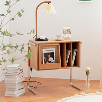 Japanese-style log sofa small side cabinet multi-functional storage cabinet Nordic solid wood magazine cabinet simple cherry wood bookcase