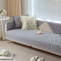 Han Style Brief Pure Cotton Sofa Mat All Season Universal Cotton Upscale Anti Slip Cushion Pure Color Sofa Cover Cloths Scarves