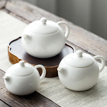 Dehua white porcelain teapot Ceramic Xishi pot Creative size number One person single pot Kung Fu tea household filter tea