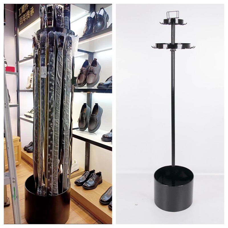 Metal Load-Bearing Detachable Round Barrel Rotating Storage Rack, Belt Display Rack, Floor-Standing, for Clothing and Accessory Stores