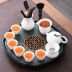 Bàn trà bằng đá tự nhiên gốm loại lưu trữ nước nhỏ Đá Wujin hiện đại nhỏ gọn văn phòng tại nhà khay trà kung fu bộ trà nĩa gỗ Tấm