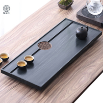 Whole black wood grain tea tray natural stone wood grain drainage Chinese style modern simple home office big and small tea table
