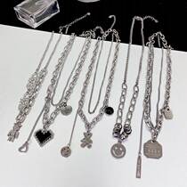Sweater necklace female ins hip-hop bear smile collarbone chain 2022 new double wool clothes accessories trend