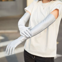 Medium-length sunscreen gloves with touch screen thin glove ladies lady drive special female style summer riding electric car long
