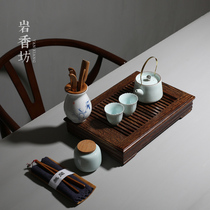 Rock Wool Workshop Black Sandalwood Small Tea Tray Drawer Chicken Wing Wood Solid Wood Storage Type Tea Table Home