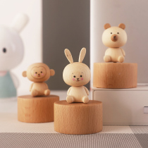 Rabbit Woody Music Box Swivel Clockwork Style Octaonic Box Diy Creative Children Small Gift Giving Girls Day Gifts