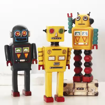 Nordic creative retro robot model resin decoration decoration home accessories children's room bookcase decoration props
