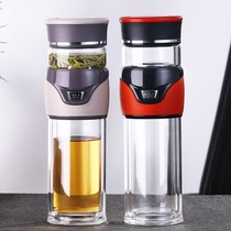 Brand tea water separation tea cup double-layer glass water cup portable filter insulation handy large capacity