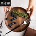 Xielong Teng Black Walnut Pallet Trái cây hình chữ nhật Snack Khay tròn Đĩa trà Tấm ăn tối Khay gỗ rắn - Tấm khay để ấm chén Tấm