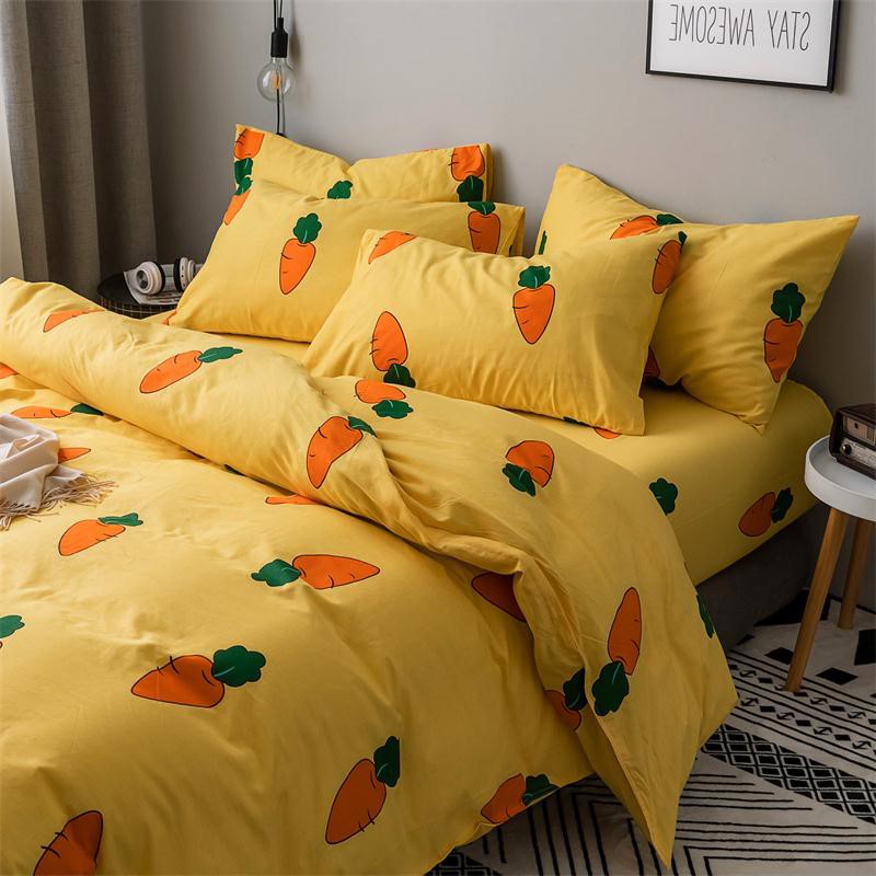 Net red cotton four-piece cotton bed BAO WEN bed sheet Norse simple quilt cover 1 51 8m bed hat set