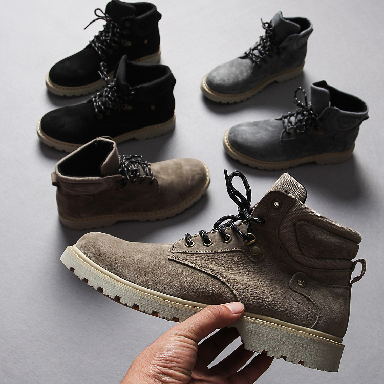 Foreign trade original single men's Martin boots military tooling leather high shoes desert short boots retro tooling boots