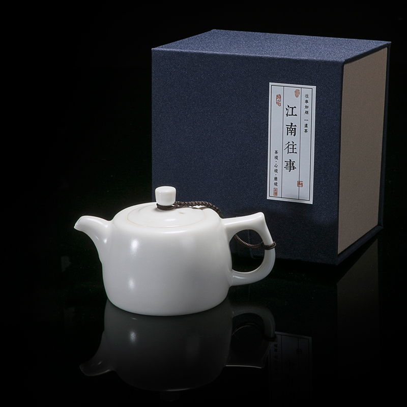 Jiangnan kung fu past little teapot from lard suet white jade household ceramic pot pot of single well bar pot teapot white porcelain